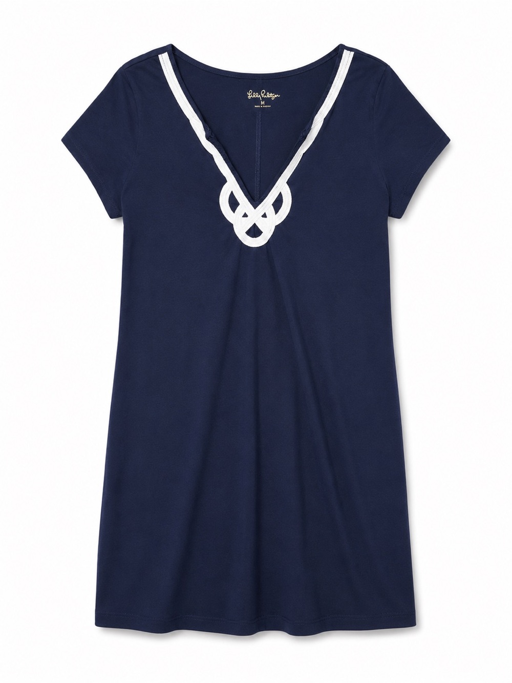 Lilly Pulitzer Brewster Pima Cotton T-Shirt Dress Navy White Trim Medium